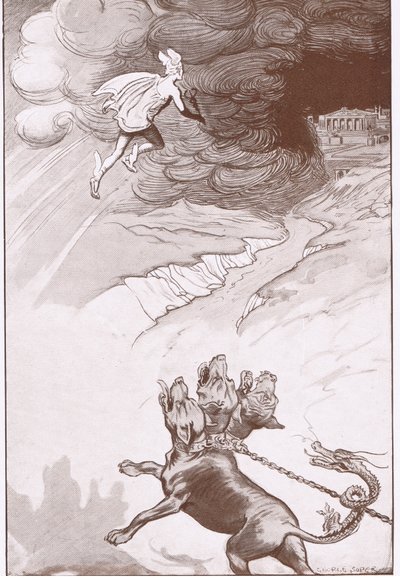 The Pomegranate Seeds: Quicksilver took a flying leap, right over the three headed mastiff by George Soper